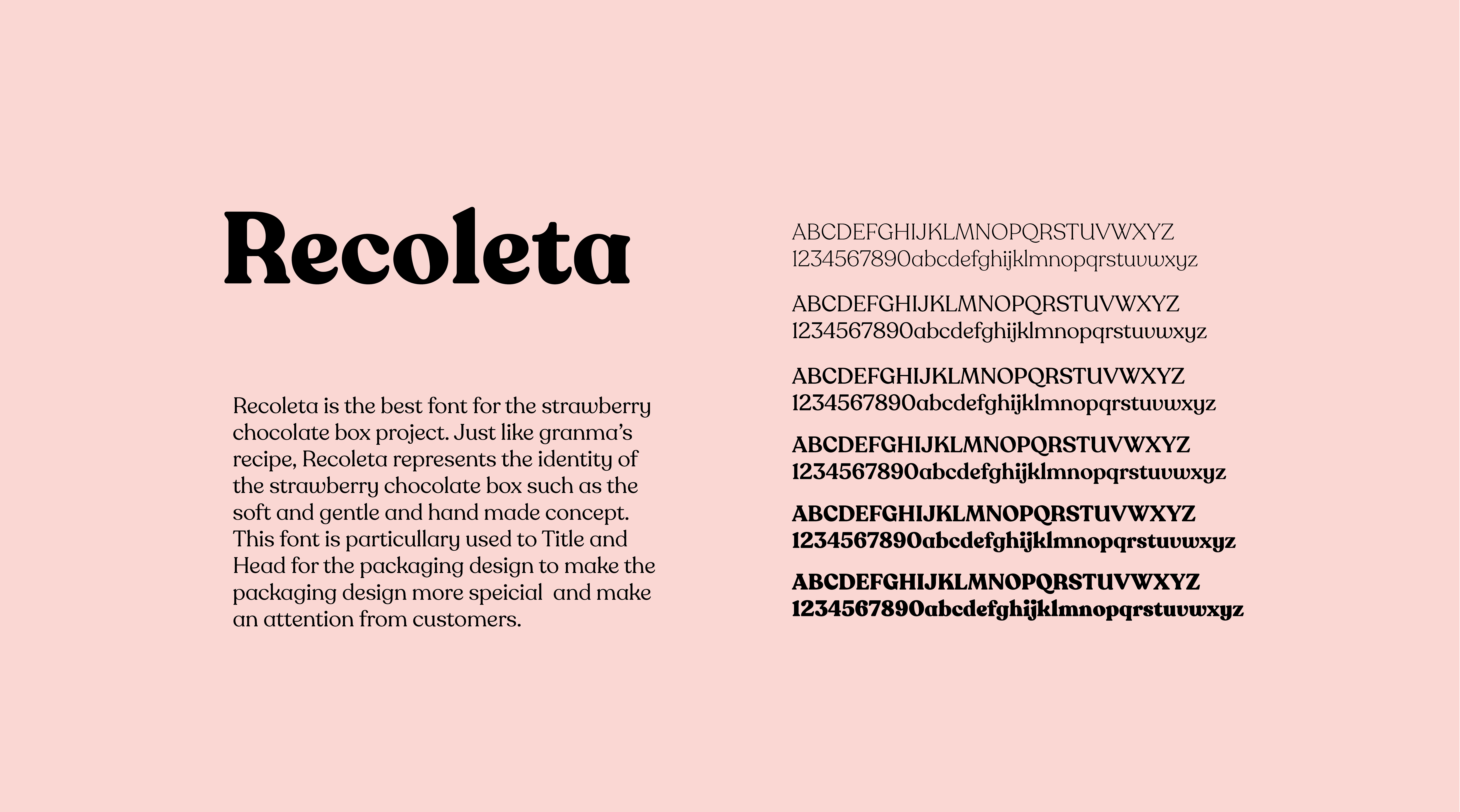 Three Chocolatiers typeface specimen 1