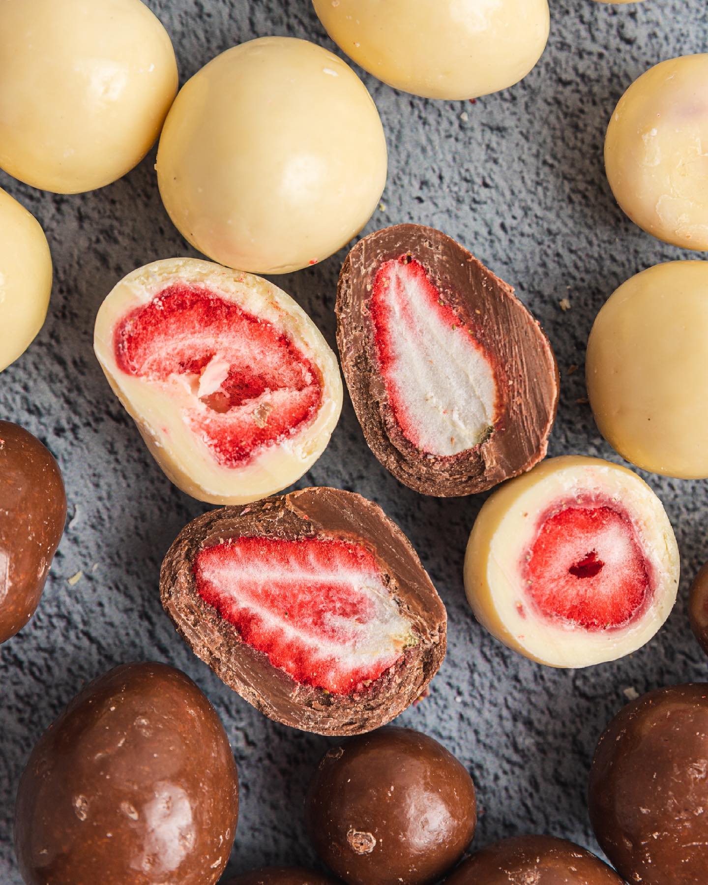 Strawberry chocolates product photography