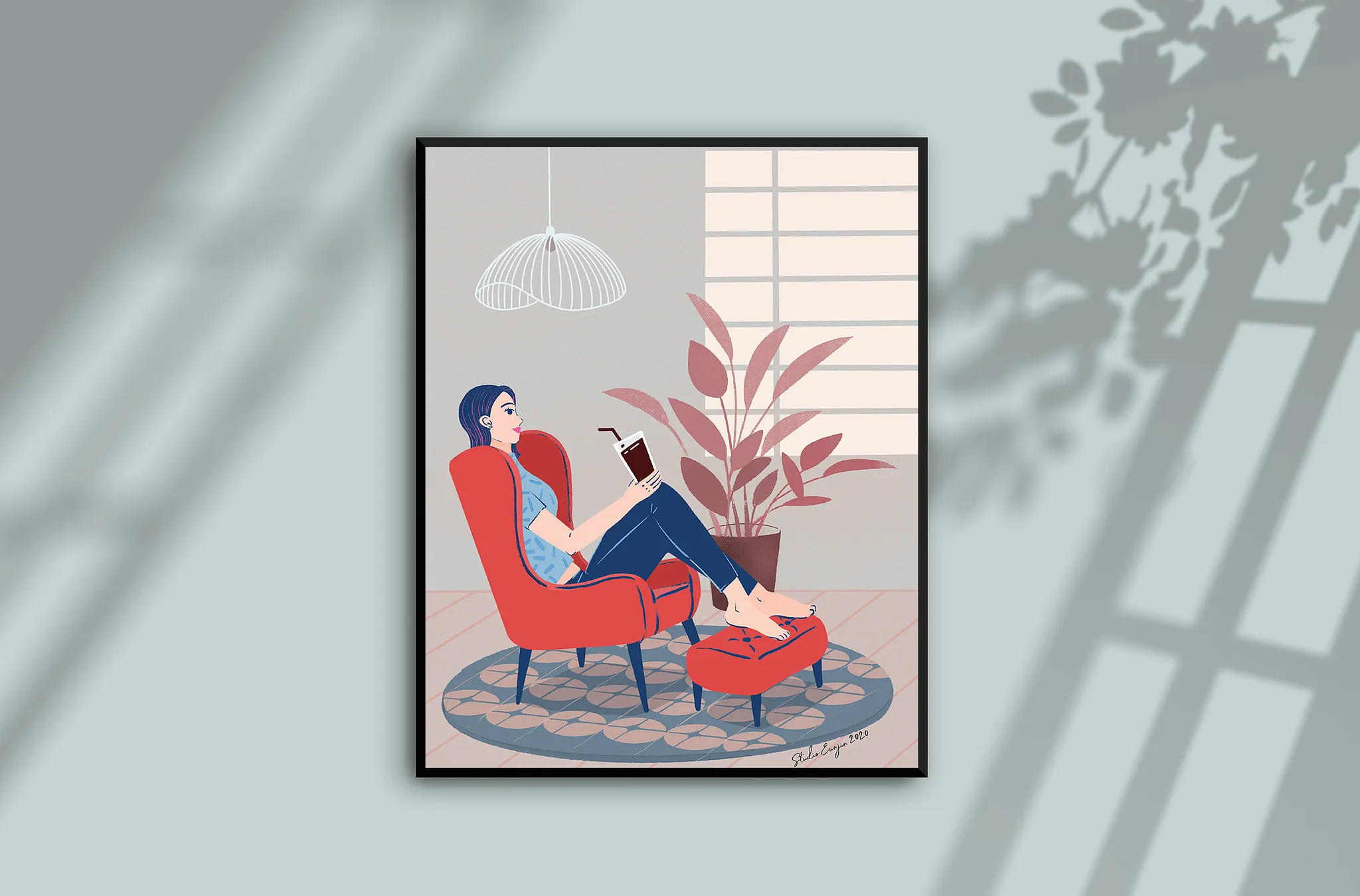 Cafe girl illustration