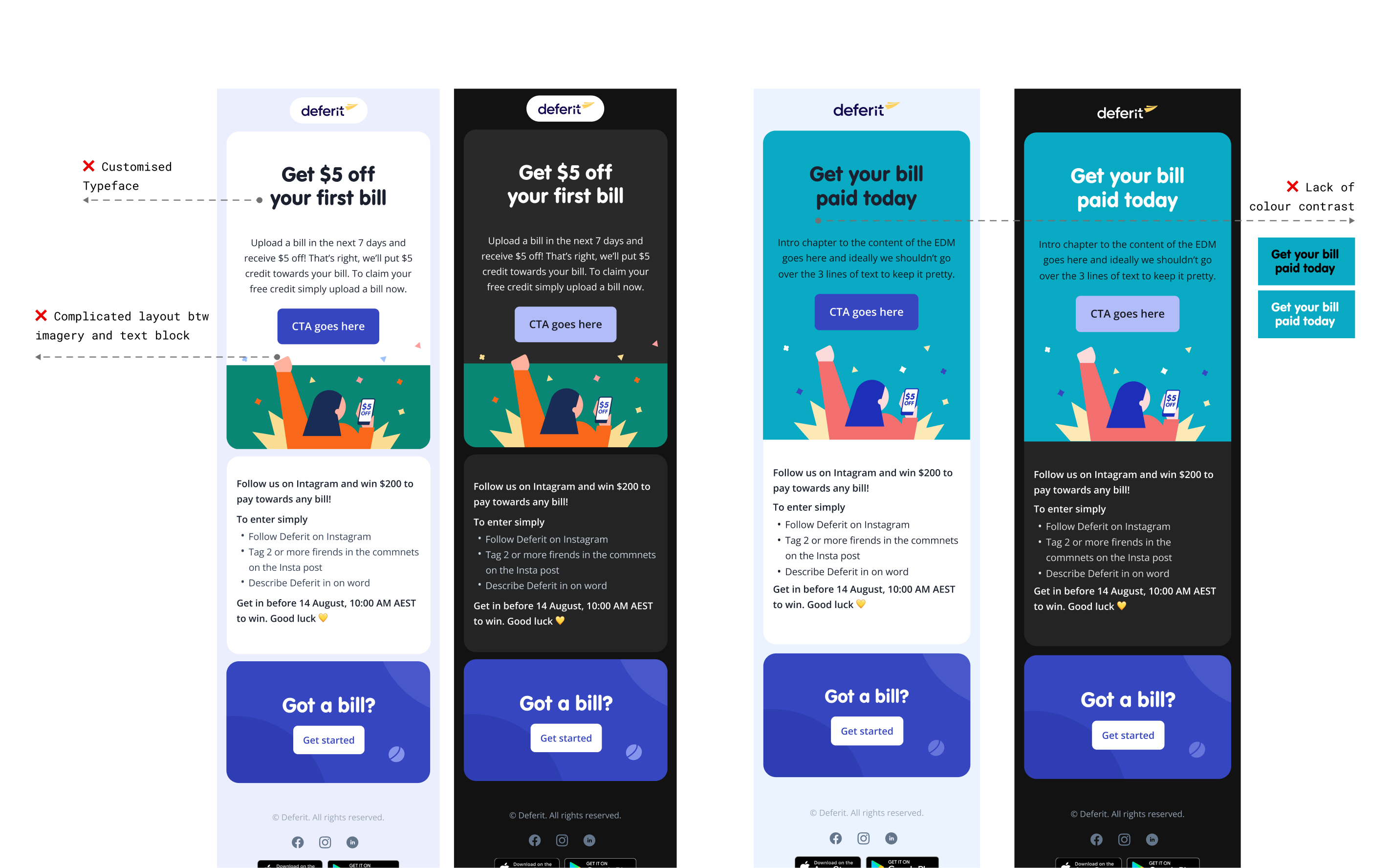 Deferit email design exploration