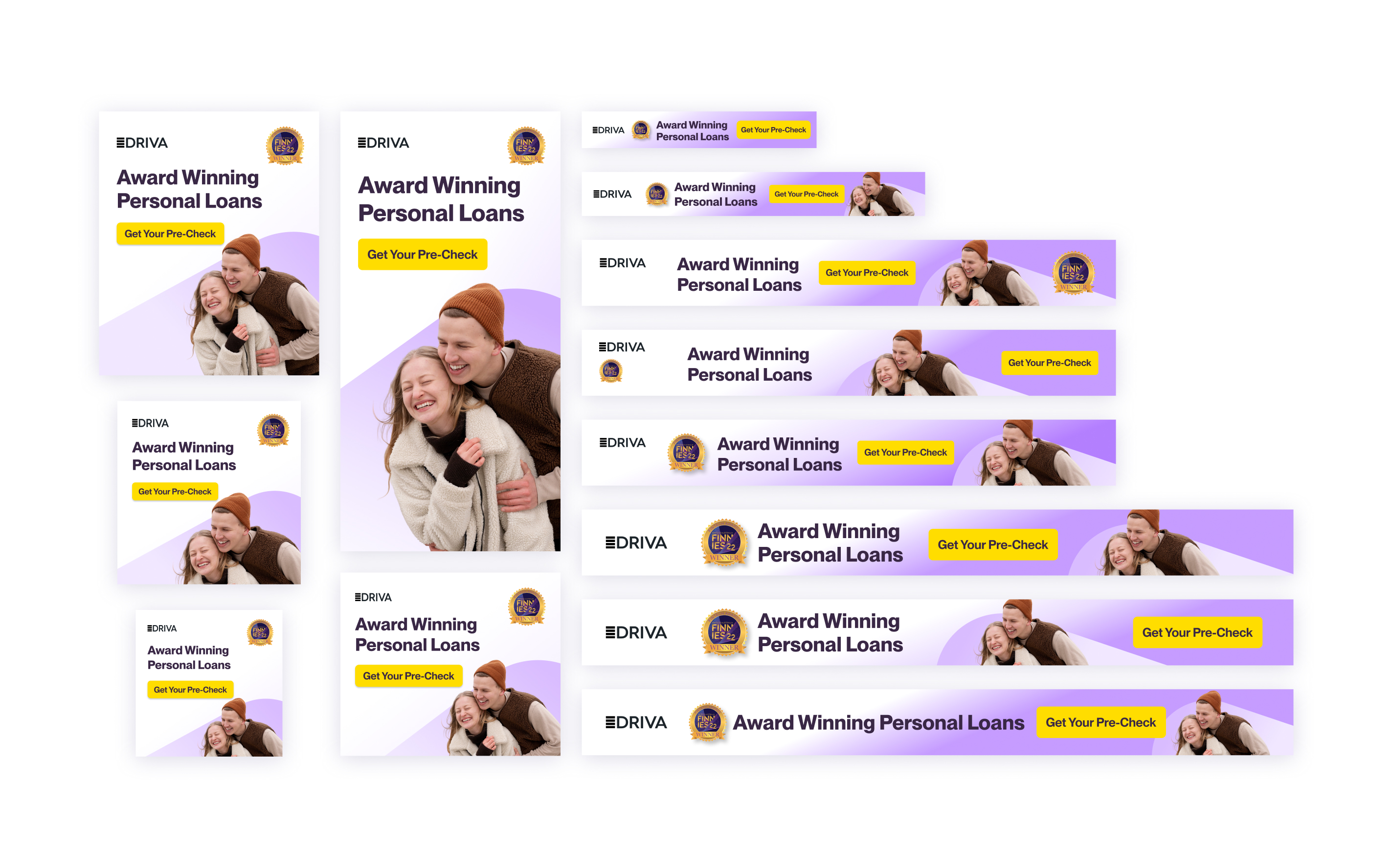 Driva award-winning personal loan display ads — IAB dimensions