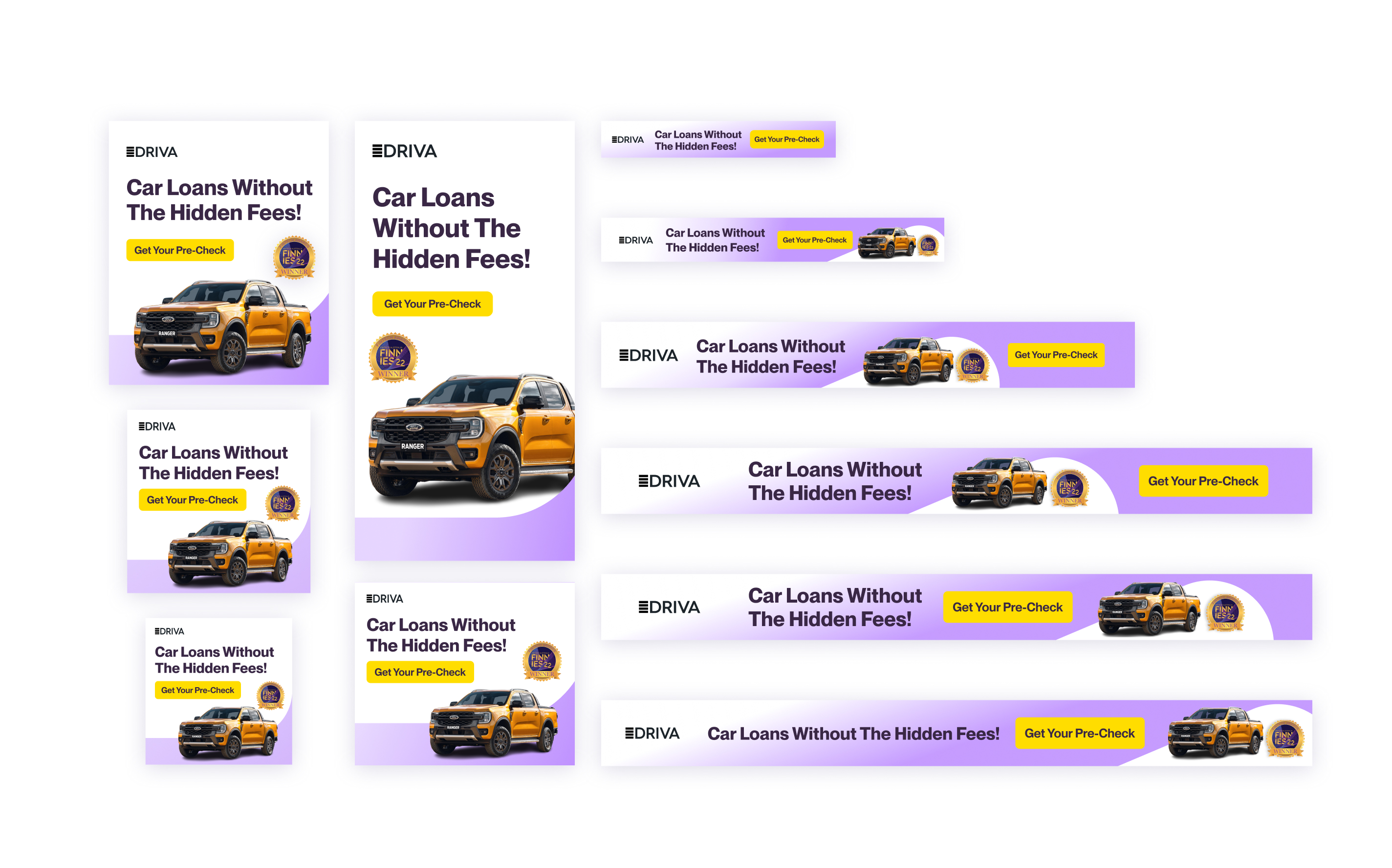 Driva car loan display ads — IAB dimensions