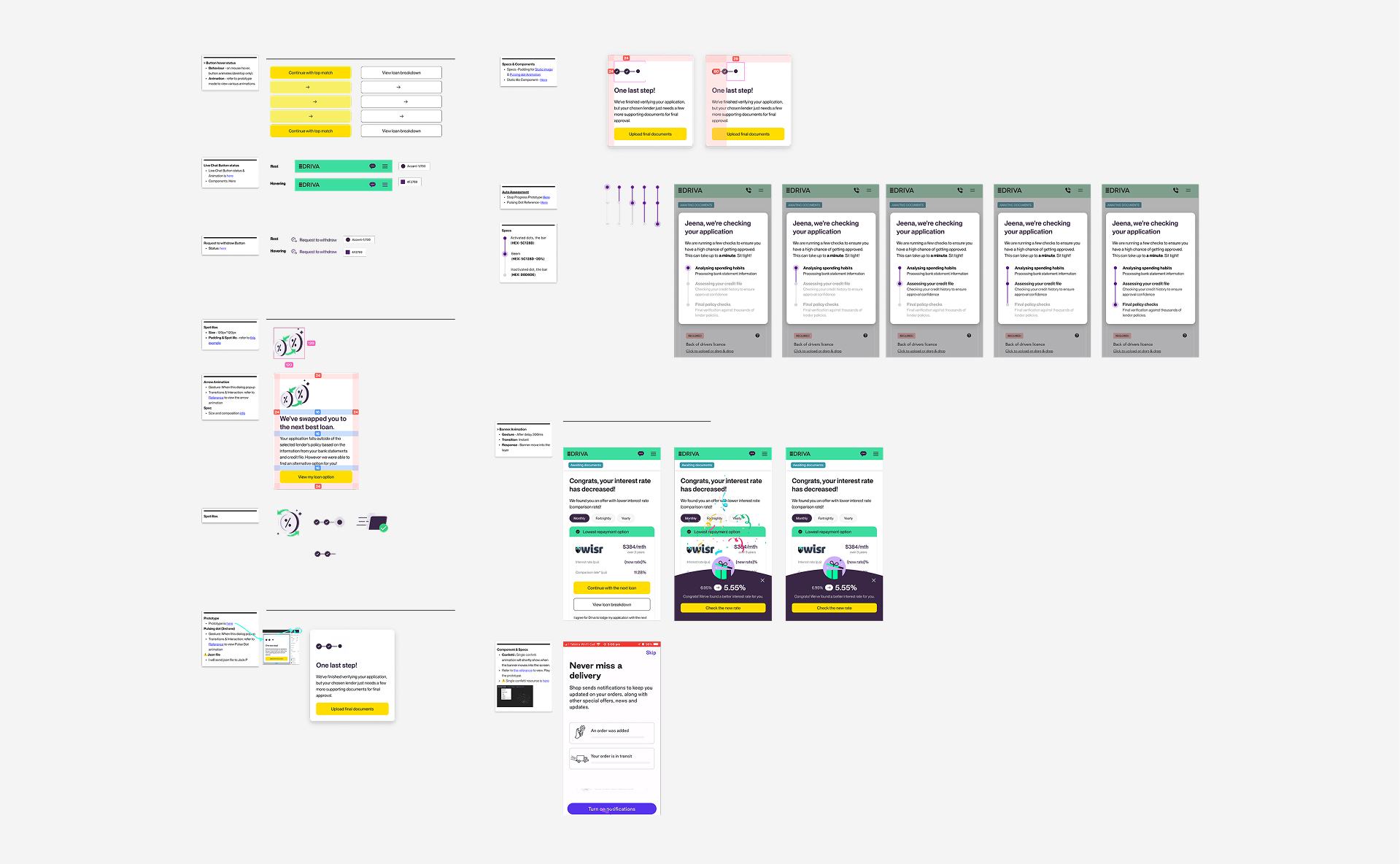 Driva lender switch components, motions and notes