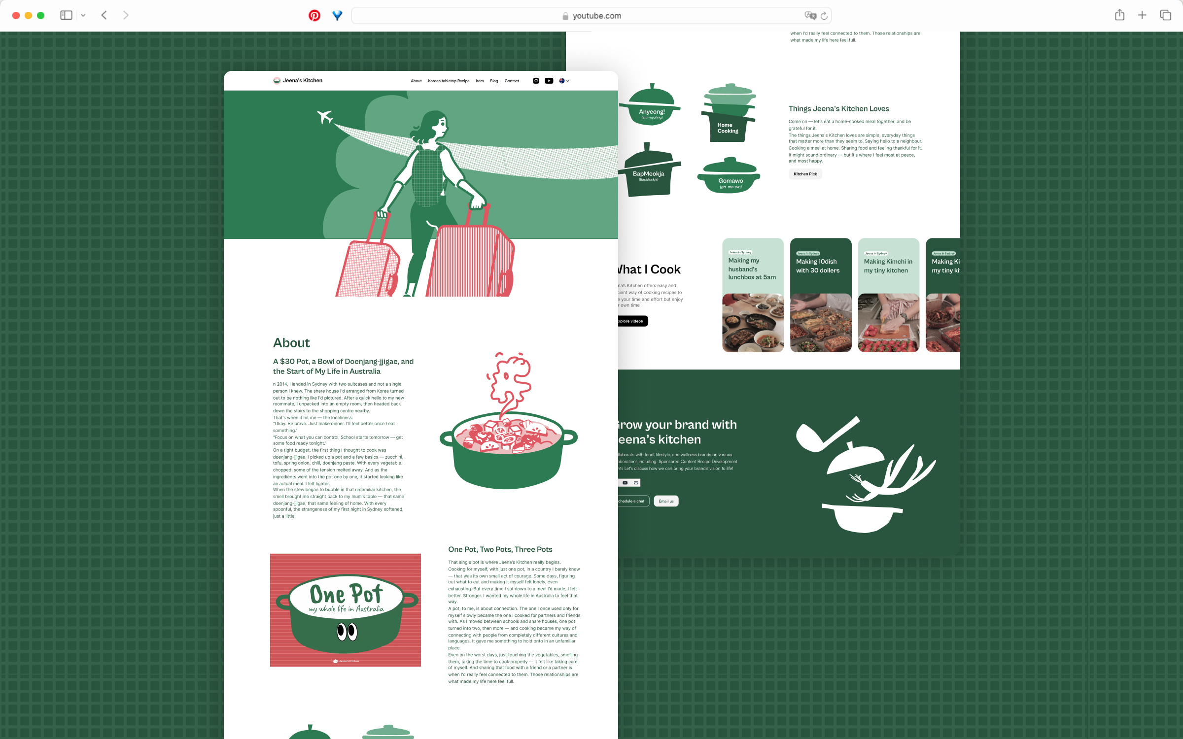 Jeena's Kitchen about page design