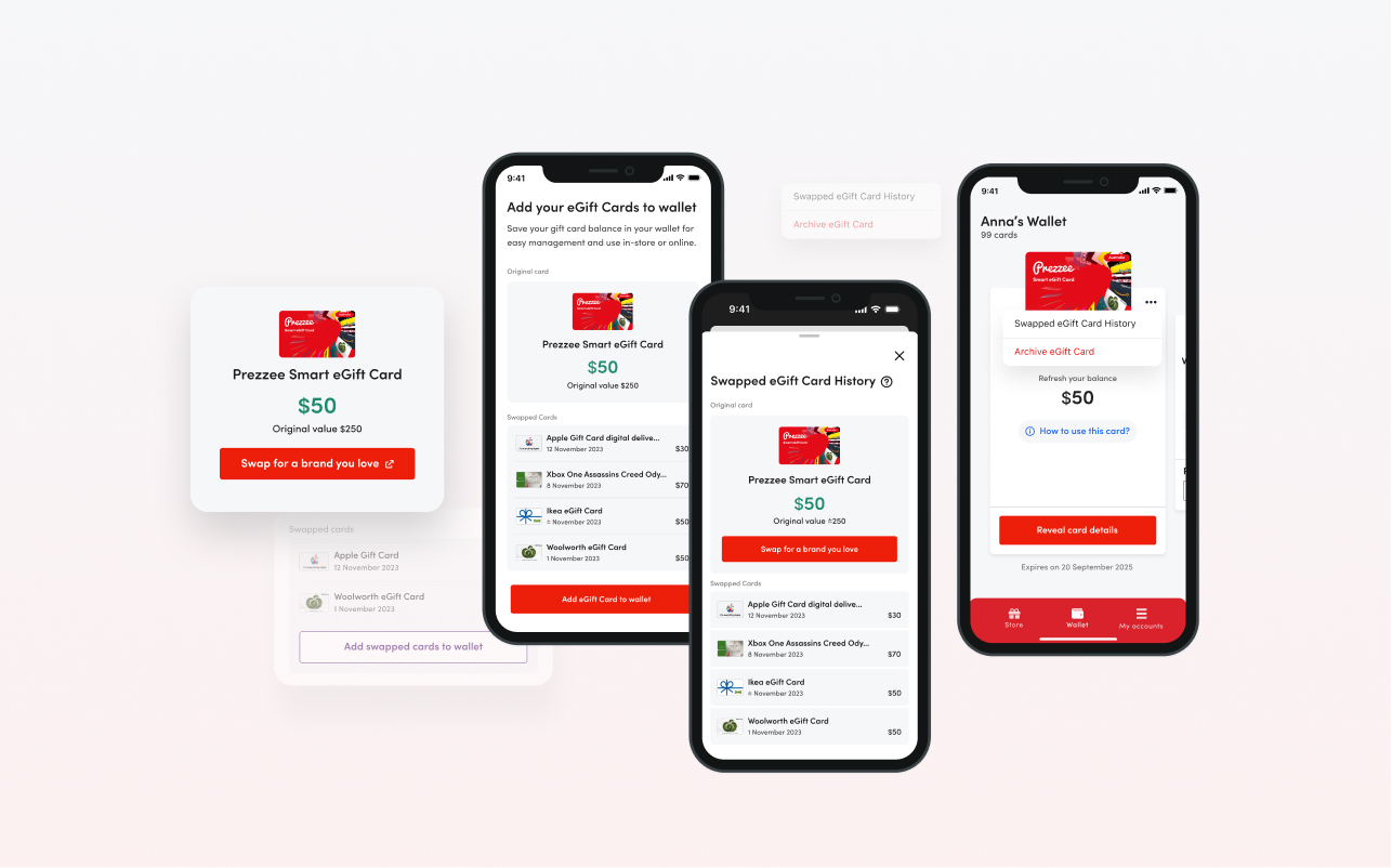 Digital gift card history experience for BNPL customers